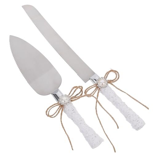 ULTECHNOVO 1 Set Elegant Wedding Cake Cutter Server Set Cake Cutting Set with Decorative Ribbon for Weddings Birthdays and Celebrations and Stylish