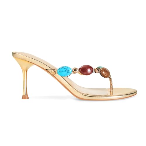 Jewelled Thong High Heel Sandals for Women Flip Flop Slip On Heeled Mules Round Open Toe Strappy Stiletto High Heels Wedding Party Dress Shoes4