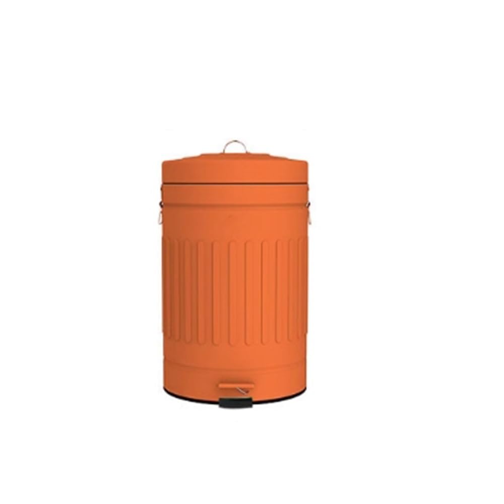 Cubo de basura para cocinas Papelera con Pedal Redonda y Tapa, Papelera de Cocina en Acero Inoxidable, Papelera for Hogar Cocina Oficina Ministerio del Interior - Contenedores de Residuos(Orange)