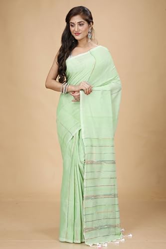 Image of Women's Traditional Bengal Handloom Soft Cotton Khesh Saree