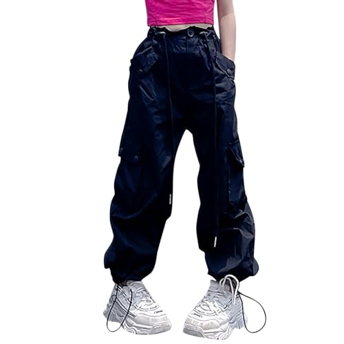 Parachute Pants for Girls Oversized Wide Leg Cargo Pants Vintage Solid Color Trendy Jogger Hip Hop Dance Streetwear Trousers