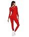 SWOMOG Womens Pajamas Jumpsuits Zip-up Hoodie Union Jumpsuit Romper Long Sleeve Sexy Onesie Bodysuits One Piece Sleepwear Red Small