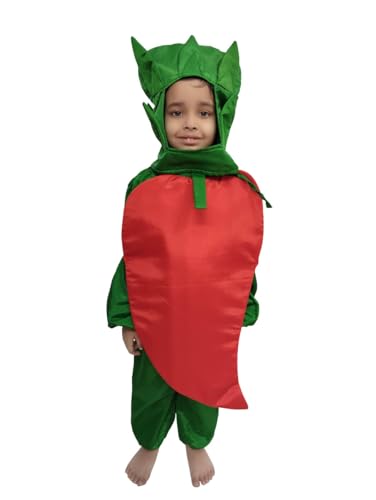 Image of BookMyCostume Red Chilli Lal Mirch Vegetable Kids Fancy Dress Costume 6-7 years