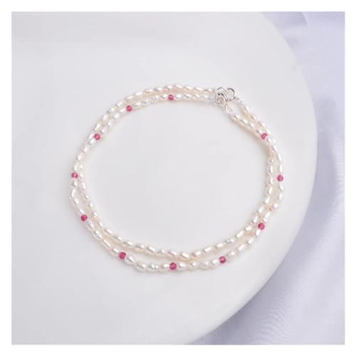 Bracelet perles d'eau douce naturelles femmes obsidienne améthyste 18cm