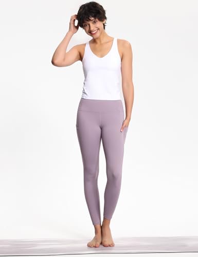 Image of THE GYM PEOPLE Thick High Waist Yoga Pants with Pockets, Tummy Control Workout Running Yoga Leggings for Women