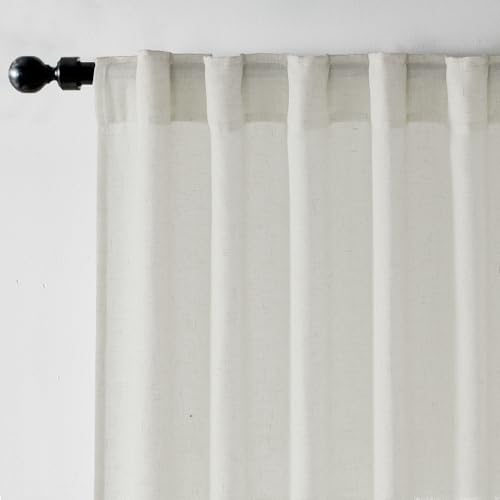 SHINELAND Floor to Ceiling Linen Curtains 96 Inches Long 2
