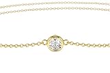 Diamond Solitaire Bracelet, 14k Gold Bezel Setting Diamond Bracelet, Brilliant Cut Solitaire Genuine...