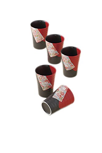 Amazon｜朱色カット古都フリーカップ(大)5客揃 109192｜タンブラー