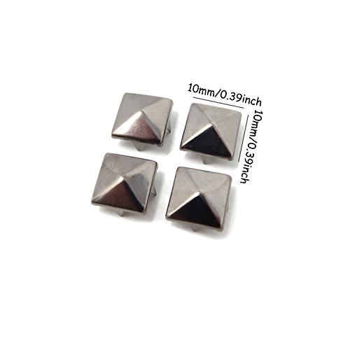Honbay 200Pcs 10Mm Gun Black Nailheads Diy Metal Punk Spikes Spots Square Pyramid Studs For Leathercraft #TOP1