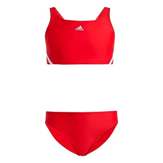 ADIDAS 3S Bikini Swimsuit, Better Scarlet/White, 116 Girl'S