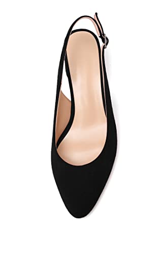 Mettesally Women's Block Slingback Heels Pumps Ankle Strap Round Closed Toe Chunky Heels Wedding Office Dress Shoes3