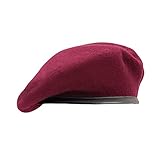 Nawati US Army Style Berets, 100% Wool British Military Berets for Men, Fashionable and Vintage Women's Beret Hats-Wine Red