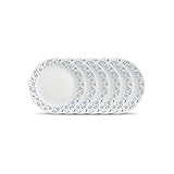 La Opala Diva, Ivory Collection, Opal Glass Quarter Plate Set 6 pcs, Grace Blue, White, Standard