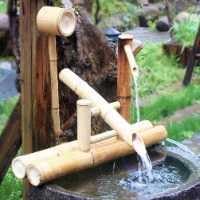 Bamboo Water Feature Rocking Pump Landscape - Japanese Zen Garden Water Fountain for Relaxing Sounds and Stunning Decoration
