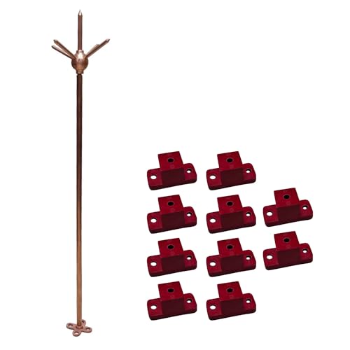 Image of Brass Copper Lightning Arrester 9.2 mm diameter and 915 mm in length And Elapp Epoxy electrical Insulator (red) For Lightning Arrester (pack of 10) for Lightning Arrester
