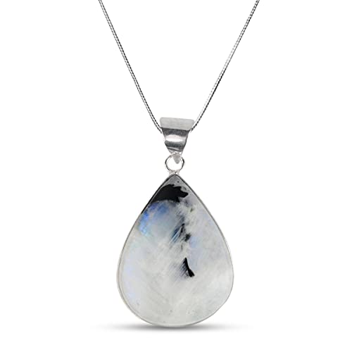 Image of Reiki Crystal Products Rainbow Moonstone Pendant Drop Shape Crystal Stone Pendant