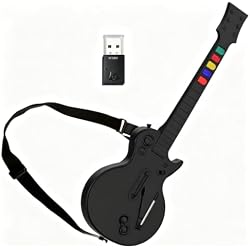 NBCP PC Guitar Hero Controller, Wireless PS3 Guitar Hero with Dongle for PC/PlayStation 3, Compatible with Guitar Hero, Rock Band, Clone Hero & Fortnite Festival - Black