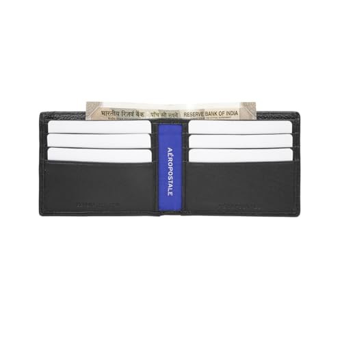 Image of Aeropostale Men's SLIMFOLD Wallet Tucson - Black | Pebbled Leather | Formal & Minimalist Carry | Ideal for Gifting