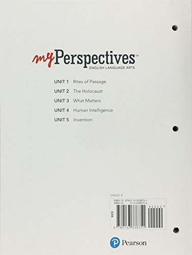 Myperspectives English Language Arts 2017 Student Edition Grade 08