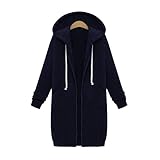 Damen Kapuzenpullover Lange Kapuzenpulli Winterjacke Casual Mantel Sweatjacke Mit Reißverschluss Fiesta Kleidung Trenchcoat Sweatjacke