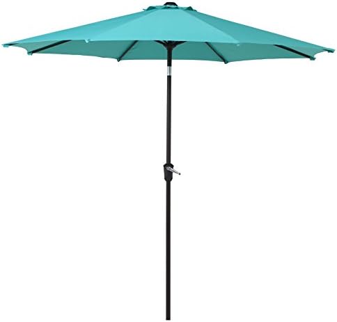 Grand patio 9 FT Enhanced Aluminum Patio Umbrella, UV Protected outdoor Umbrella with Auto Crank and Push Button Tilt, Blue