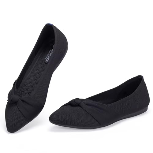 Image of Frank Mully Womens Pointed Toe Flats Knit Dress Shoes Comfort Women Shoes Softable