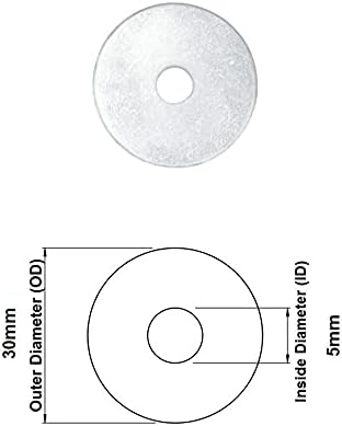 TERF® 25 Pcs Zinc Plated Steel M5 / 5mm X 30mm Flat Repairs Penny Washers Mudguard Fender Washer 5mm Hole and 30mm Out Side Large Diameter - Image 3
