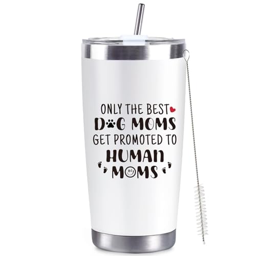 CUPLOOV New Mom Gifts for Pregnant Women, 20 Oz Stainless Steel Tumbler Set Funny Dog Mom Pregnancy Gift for Expecting Mom, Mother to be Gift for First Time Moms Wife Friend Mother Day Xmas Presents