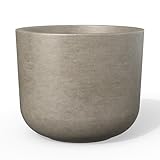 Kante Round Concrete Planter, 9 Inch Dia Classic Style Large Plant Pot with Drainage Hole for Indoor & Outdoor Plants, Ideal for Home, Patio, Garden, Weathered Concrete