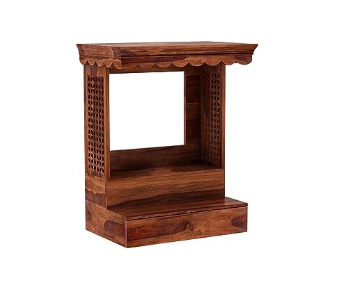 Image of Wudniture Sheesham Wood Valdim Home Temple Handcraft Temple for Home & Office | Wooden Temple - (Honey)