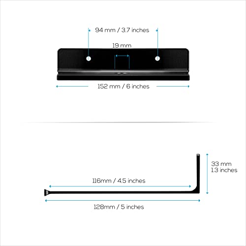 Brainwavz 2-Pack 6" Floating Metal Wall Shelf For Books, Organizer, Speakers, Plants, Cameras, Books, Decor Display, Storage, Routers & More Wide Universal Holder Shelf (Black) #TOP6