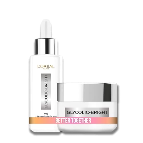 L'ORÉAL PARIS SKIN Kit anti-manchas Glycolic Bright: Sérum 30ml + Crema día 50ml con Melasyl