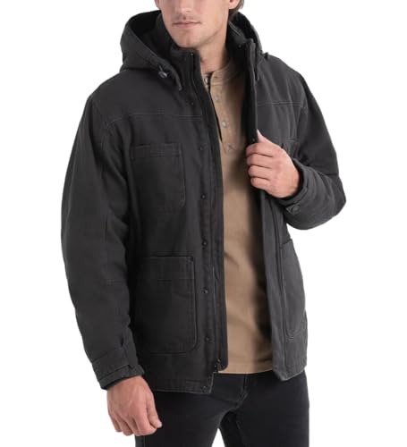 Thorogood Men's Iron River Heavyweight Jacket, Insulated Stone Washed Canvas Workwear Coat with Hood2