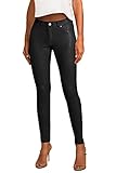 Hybrid & Company Womens Skinny Stretch Fashion Casual Faux Leather Pants P44798SK Black 5