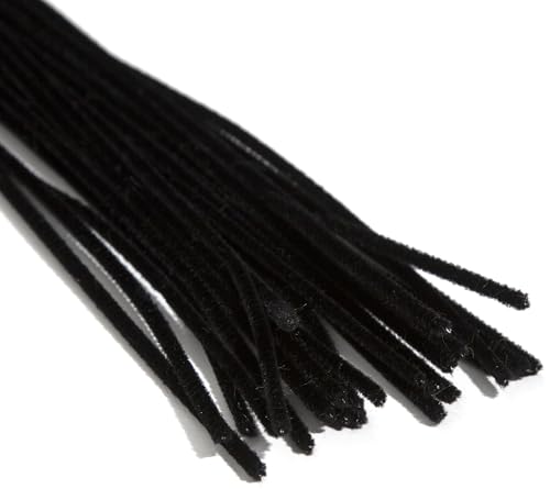 Cousin DIY Black Chenille Stem Pipe Cleaners, 3mm x 12 inch, 25 Pack