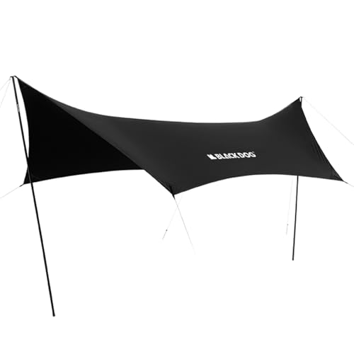 BLACKDOG タープ 天幕 弦月 アウトドアキャンプ用 防撥水 日除け/遮光/遮熱/軽量 UPF50+ 紫外線カット99% 150Dオックスフォード 黒ゴムコーテイング
