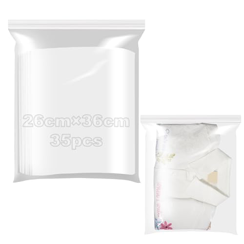 Bolsas Plastico Transparente 26x36cm Bolsas Autocierre Bolsas Zip Grandes 35 piezas Cierre Cremallera Perfecto Para Cocina Almacenamiento Ropa Joyería y Artículos Oficina