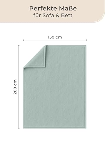 LAYNENBURG Premium Baumwolldecke 150x200 cm - Oeko-TEX 100 - Baumwollmix Kuscheldecke - Decke als Wohndecke, Sofa-Decke & Couchdecke - Wolldecke kuschelig-warm aus Baumwolle (mintgrün)