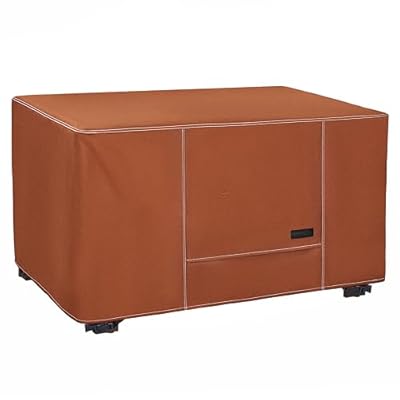 NettyPro Rectangular Fire Pit Table Cover, Waterproof 600D Heavy Duty Outdoor Patio Rectangle Firepit Cover, 48L x 28W x 24H inch, Brown