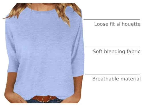 Image of JomeDesign Womens Tops 3 /4 Sleeve Shirts Round Neck Loose Casual Blouses Floral Print Tshirts