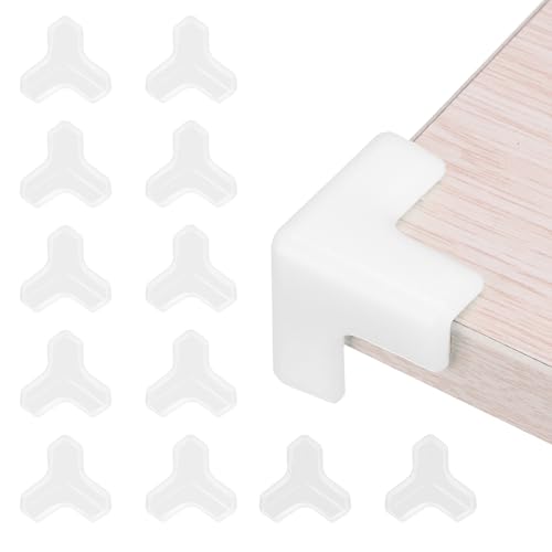 Image of uxcell Corner Protectors, 12 Pcs Table Corner Protectors, Furniture Corner Guard and Edges Safety Bumpers for Table Edges and Sharp Corners (T-Shaped, White)