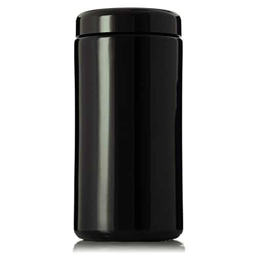 Black Ultraviolet Glass Jar with Lid | 1 Liter 33.8 oz Airtight Smell Proof Container | Wide Neck Herb Storage, Ideal for Coffee, Tea, Spices, Dried Goods, Tall Glass Jar for Kitchen