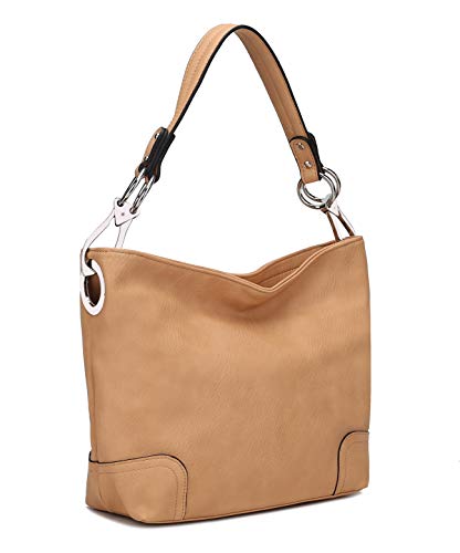 MKF Collection Bolsa Hobo para mulheres, bolsa de ombro despojada de couro vegano, bolsa com alça superior da Mia K, Emily Tan Old 1