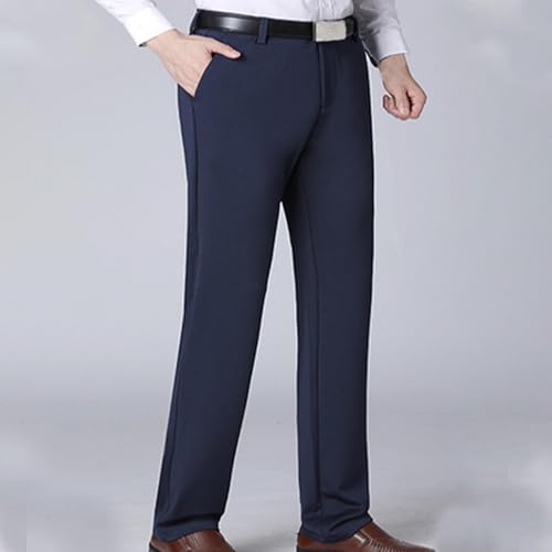 Men's Flat Front Dress Pants Winter Fleece Lined Business Suit Pants Non-Iron,Wrinkle,Expandable Waist Work Trousers 7