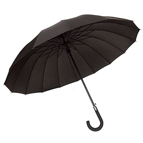 Acan Tradineur - Paraguas Grande para Caballero - Fabricación 100% Poliéster - 16 Varillas - 91 cm de Longitud - Evita los días lluviosos con Elegancia - Color Negro Cover