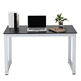 Modern Computer Desk, 120 x 60 x 75 cm, Black Top with White Frame, Home Office Study Table - Image 4
