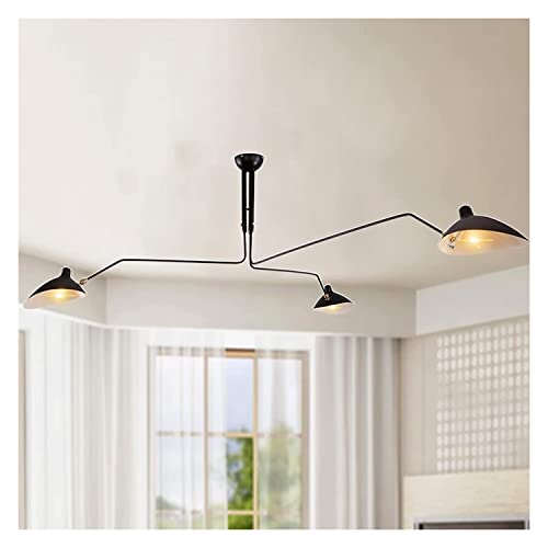 Grande lumière pendentielle mid-century à 3 bras réglables en métal noble