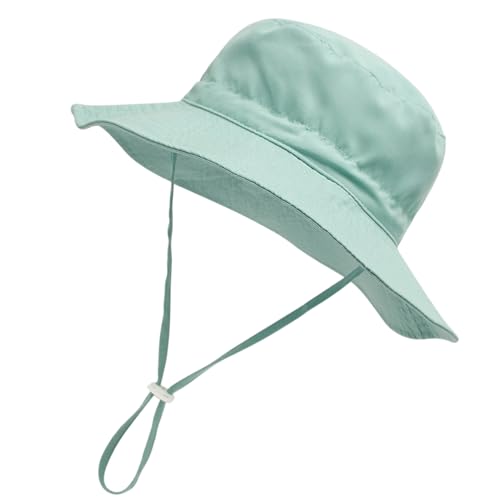 Simolila Baby Sun Hat Toddler Girls Boys Wide Brim Beach Hats Summer UPF 50+ Bucket Hat 6M-7Y(6-24 Months, Pale Green)