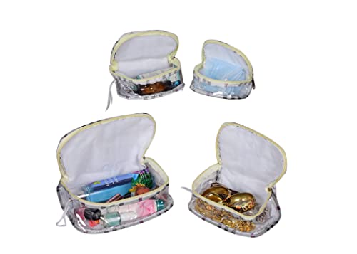 Image of Sunesh Creation Makeup Pouches Necklace Earrings Cosmetic Vanity Storage Box Jewellery Organizer Toiletry Organizer Pouch for Women (Multicolour) Set of 4