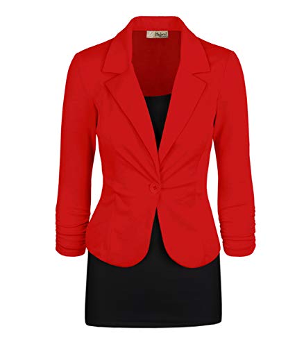Women Super Comfy Ponte Office Blazer JK1131X 1073T RED 1X